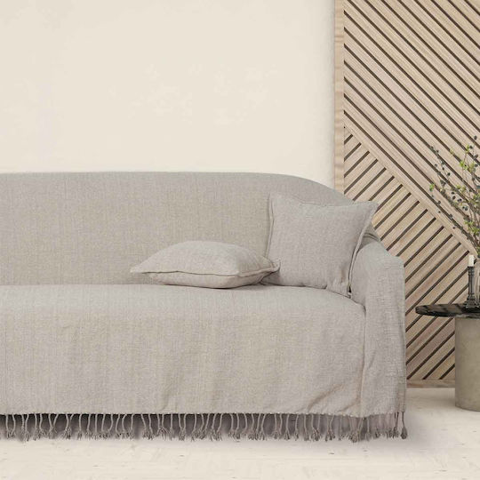 Das Home 0272 Триместен Диван Покривка Шенил 180x300см Бяла