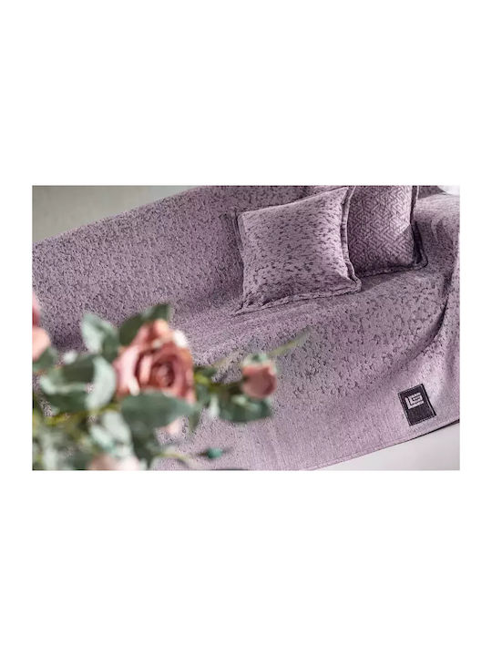 Guy Laroche Matis Sofa Throws 2 Seater 2 Sides Chenille 180x250cm Purple