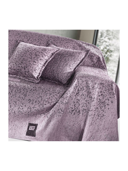 Guy Laroche Matis Sofa Throws 2 Seater 2 Sides Chenille 180x250cm Purple