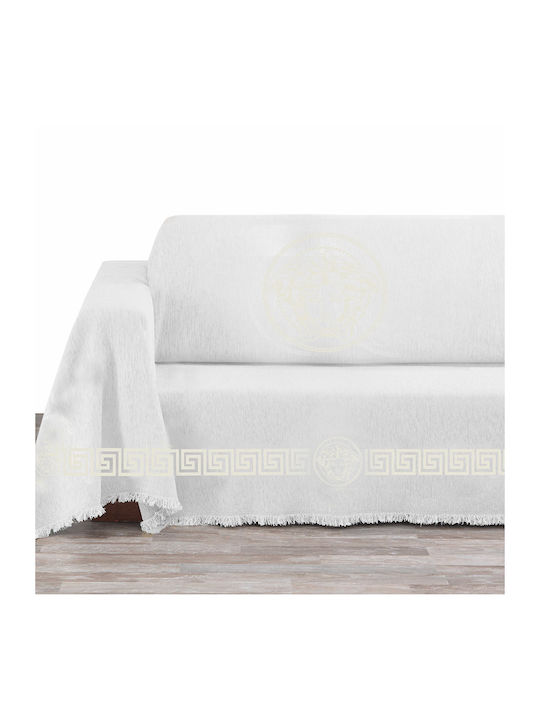 Makis Tselios Home Olympus4 Cuvertură Pentru Canapea 2 Locuri Șenilă 180x250 cm Ecru