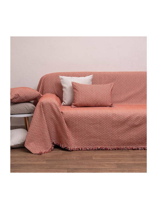Viopros Four-Seater Sofa Throw Chenille 180x320cm Terra Cotta
