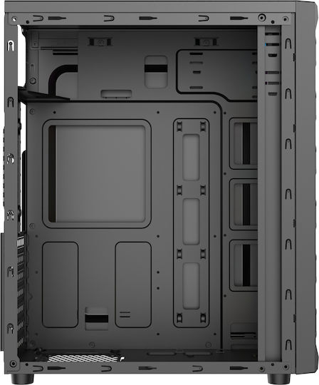 ProGaming BARREN Геймърско бюро Midi Tower Компютърна кутия със страничен прозорец и ARGB осветление Черен