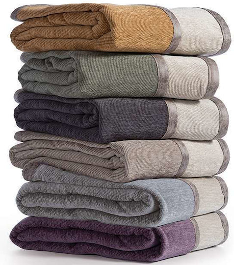 Nef-Nef Homeware New Tanger Ριχτάρι Τριθέσιου Καναπέ Δύο 'Οψεων Chenille 180x300εκ. L.grey/ecru