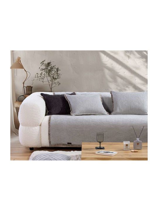 Nef-Nef Homeware New Tanger Three-Seater Sofa Throw 2 Sides Chenille 180x300cm L Grey Ecru
