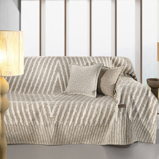 Guy Laroche Norton Armchair Throw 2 Sides Chenille 150x180cm Natural
