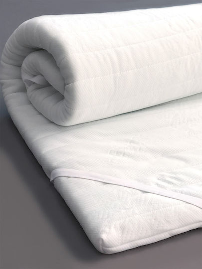 Palamaiki Mattress Topper White Comfort Single Memory Foam Infused with Aloe , Removable Cover & Elastic Straps 100x200x4cm