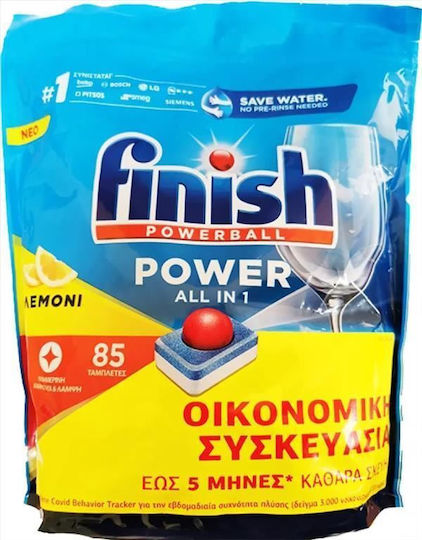 Finish All in One Max 85 Dishwasher Pods Λεμόνι