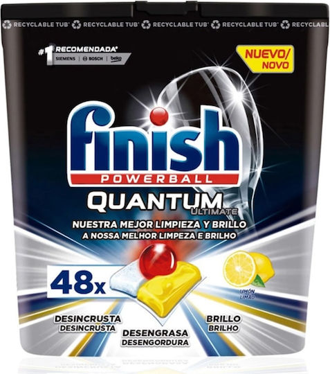 Finish Quantum Ultimate 48 Dishwasher Detergent Capsules with Lemon Fragrance