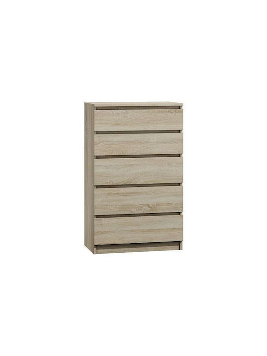 Topeshop Kommode Schlafzimmer Holz mit 5 Schubladen Sonoma 70x40x112cm