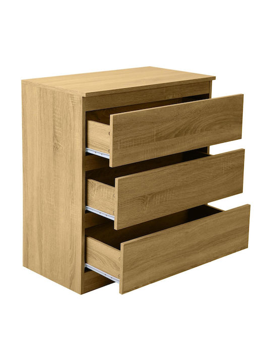 Juniper 3s Wooden Chest of Drawers with 3 Drawers Natural 70x40x77cm