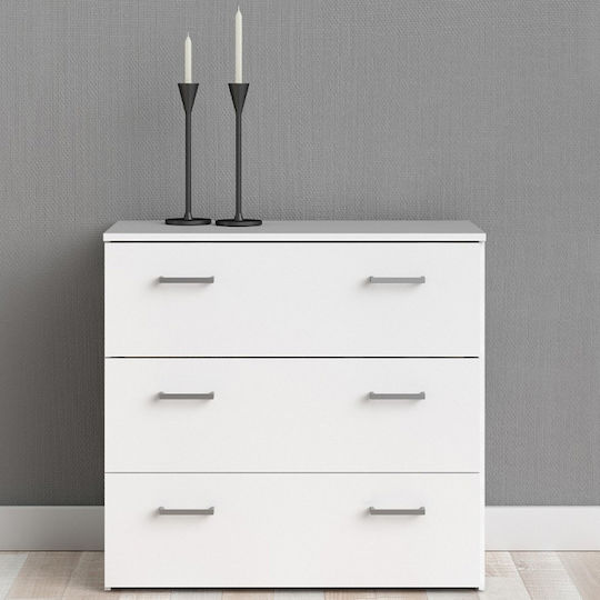 Space Wooden Chest of Drawers with 3 Drawers White 74.1x35.95x69.9cm