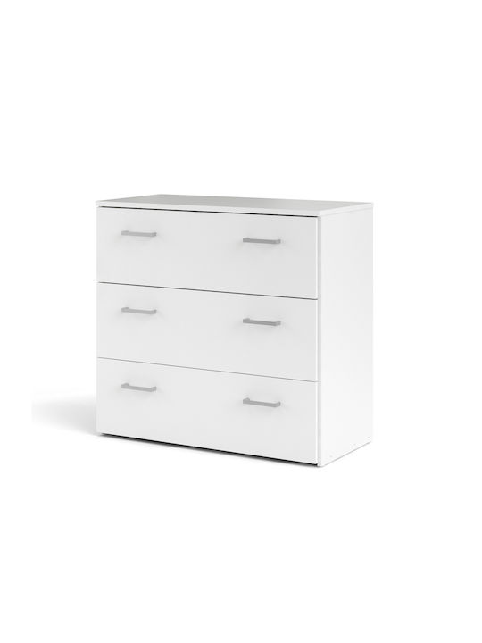 Space Wooden Chest of Drawers with 3 Drawers White 74.1x35.95x69.9cm