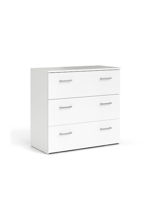 Space Wooden Chest of Drawers with 3 Drawers White 74.1x35.95x69.9cm