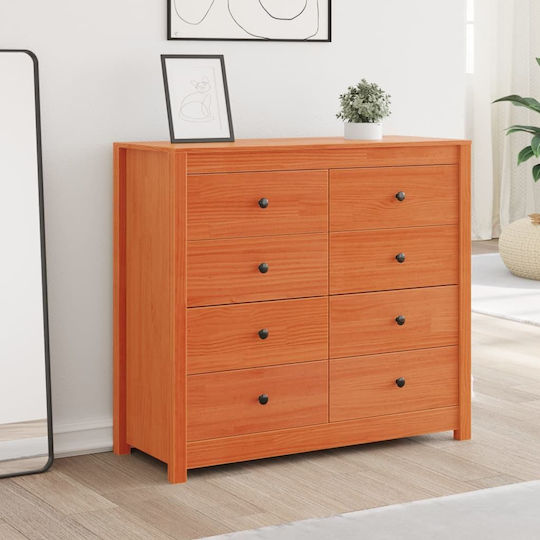 Chest of Drawers of Solid Wood Coffee 100x40x90cm