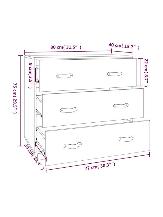 Comoda pentru Dormitor din Lemn Masiv Maro 80x40x75buc