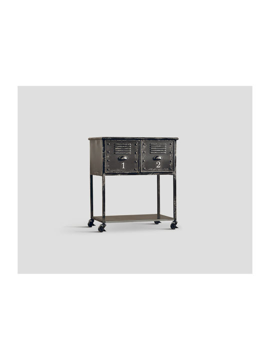 Metallic Chest of Drawers with 2 Drawers Brown 65x43x75cm