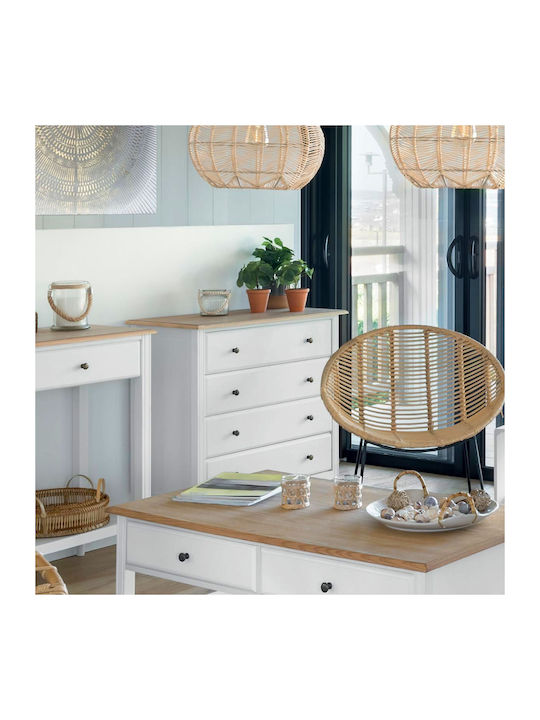 Bedroom Chest of Drawers Wooden Komoda Solen With 4 Drawers White 80x40x85.5cm