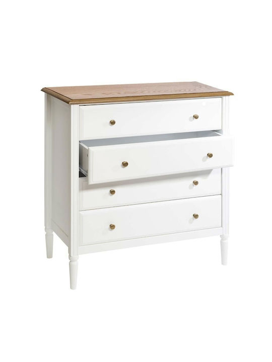 Bedroom Chest of Drawers Wooden Komoda Solen With 4 Drawers White 80x40x85.5cm