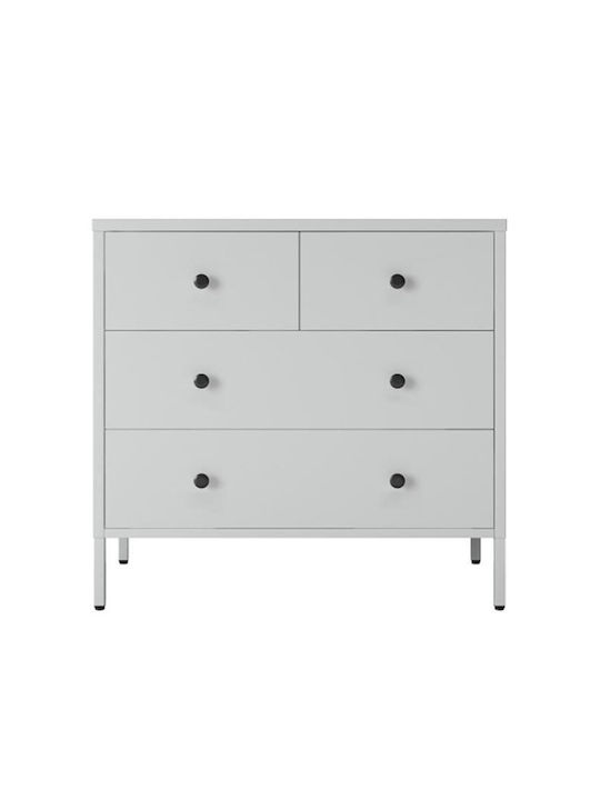 Metallic Chest of Drawers with 4 Drawers White 83x40x82cm