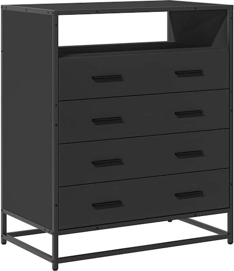 Wooden Chest of Drawers Black 70x41x70cm