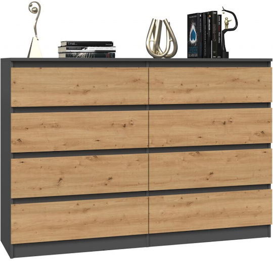 Wooden Chest of Drawers with 8 Drawers ANT/ART 138x40x97cm