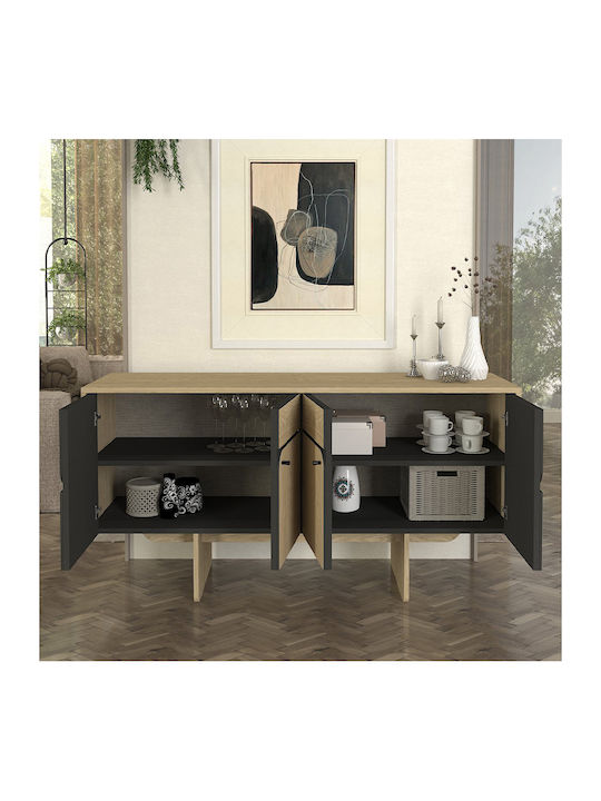 Μπουφές Lava Ξύλινος Rota Oak - Ανθρακί 150x44.6x76cm
