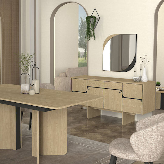 Bufet Lava Rota Oak - Ανθρακί 150x44.6x76cm