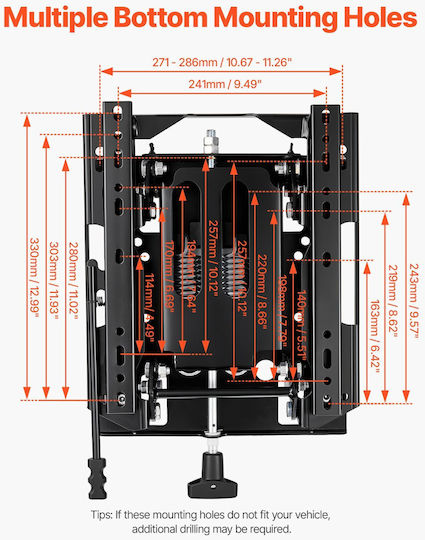Vevor Universal Seat Suspension Kit Slider Track Ταιριάζει Τρακτέρ Χλοοκοπτικής