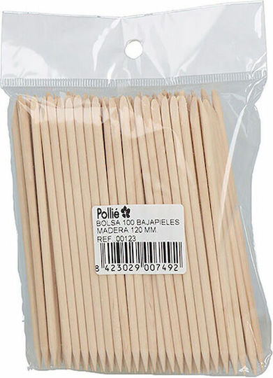 Eurostil Wooden Cuticle Pusher for Cuticles 100pcs 12mm Pollié