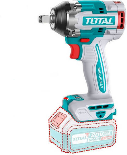 Total Brushless Impact Wrench Battery 20V 2x4Ah with Socket 1/2"