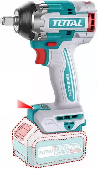 Total Brushless Impact Wrench Battery 20V Solo with Socket 1/2"
