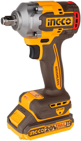 Ingco CIWLI2040 Brushless Impact Wrench Battery 20V 2x2Ah with Socket 1/2"
