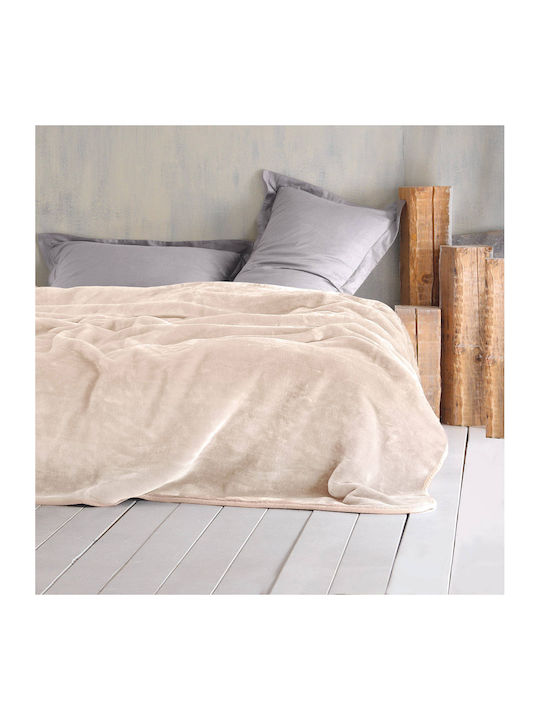 Rythmos Pătură Catifea Velour Dublă 220x240cm Crem