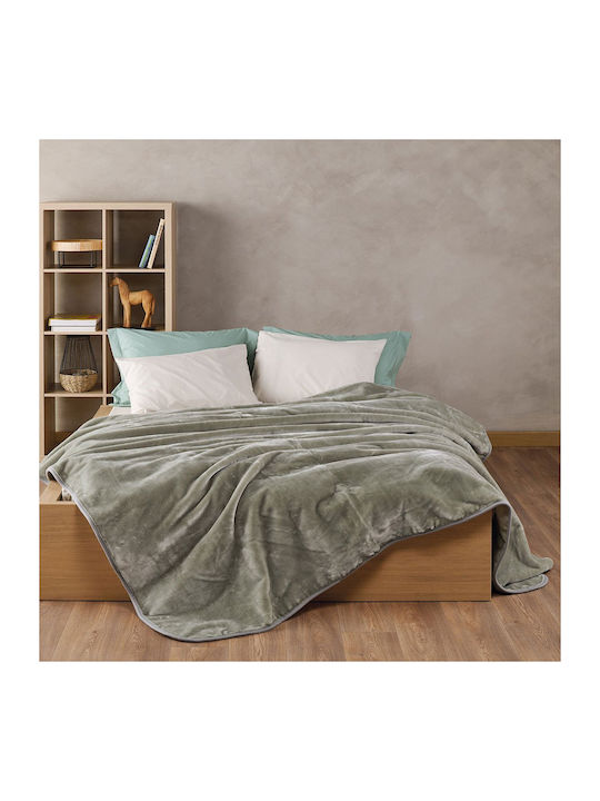Kentia Notte Velvet Blanket King Size 260x240cm Olive