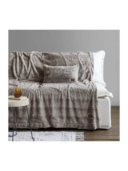 Nima Velure Κουβέρτα Γούνινη Καναπέ 130x170εκ. Cigar Beige