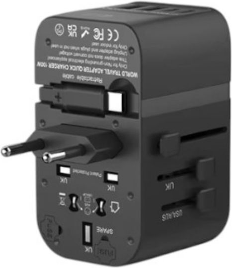 RRtravel Universal Socket Adapter with 2 USB Outlets