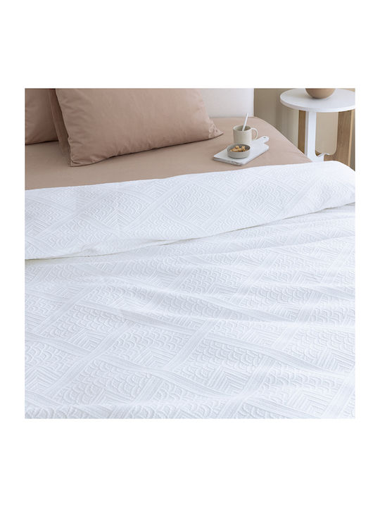 Palamaiki Carla Κουβέρτα Πικέ Μονή 170x260εκ. White