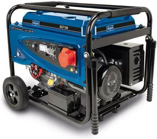 Scheppach SG7100 Generator Benzină (în patru timpi) Patru timpi cu Autostart, Roți și Putere Maximă 5.5kVA