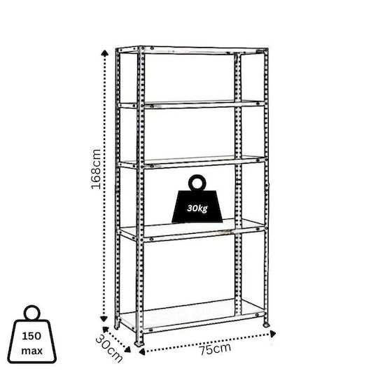 Vesta Shelf Dexion Galvanized 75x30x168cm 462.03199/BL