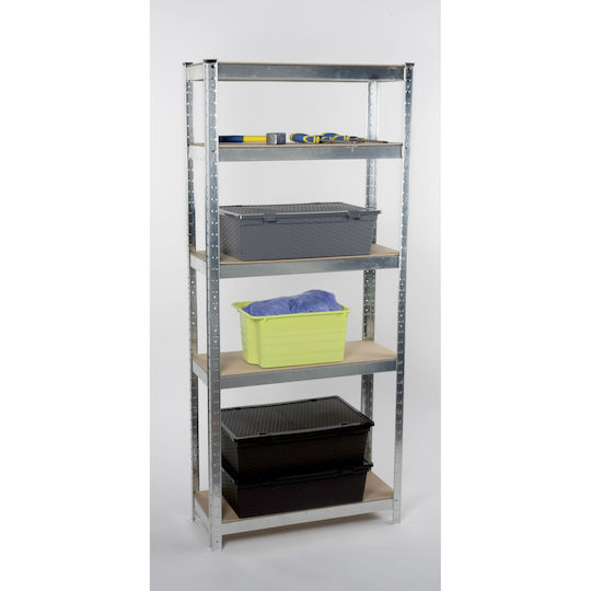 Kinzo Industrial Type Galvanized Rack with 5 Shelves 172x75x30 cm Shelf Dexion 75x75x75cm 17869
