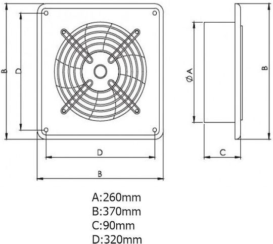 AirRoxy Arok Industrial Axial Ventilator 250mm