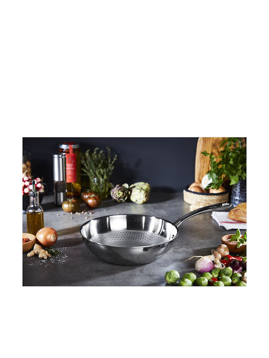 Tefal Eternal Mesh Τηγάνι από Ανοξείδωτο Ατσάλι Με Καπάκι με Κεραμική Επίστρωση 24cm