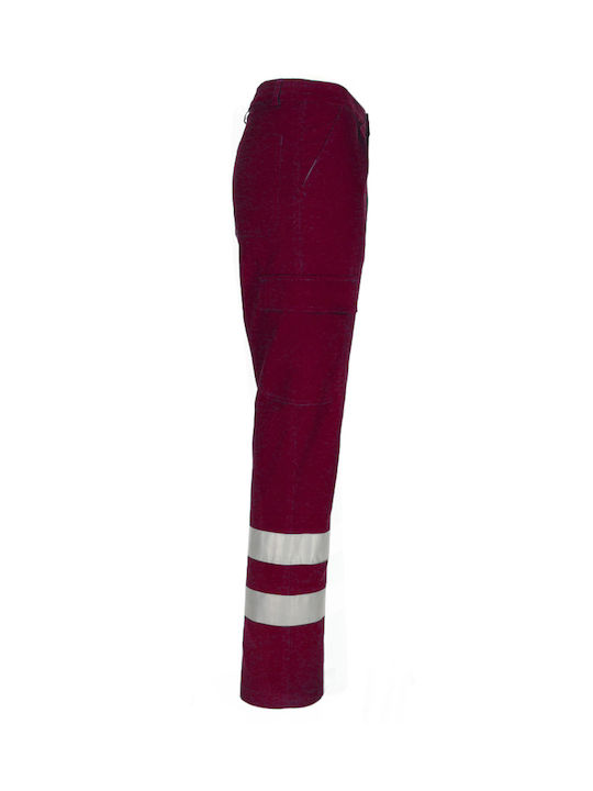 Valento Drill Reflective Work Trousers Red