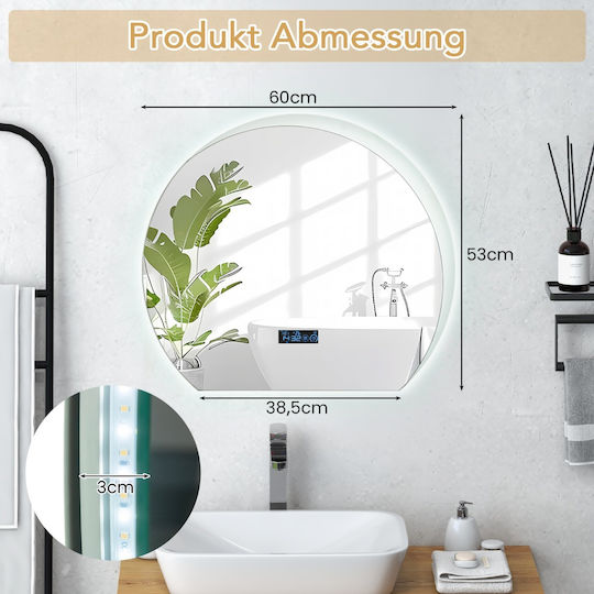 Costway Банско Огледало LED Touch 53x60см Сребрист