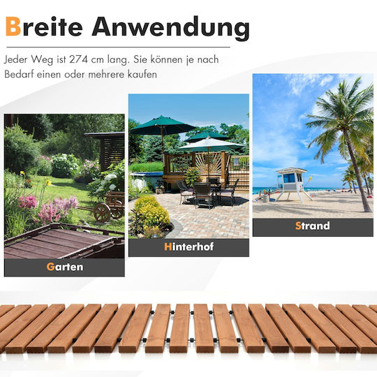 Costway Wood Pathway for Garden Flooring 245x43cm