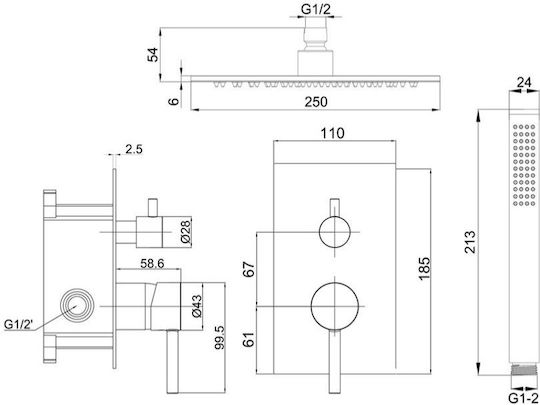 Interflex για Ντουζιέρα Ασημί