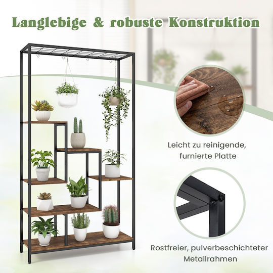 Costway Hanging Pot Stand Metal Black 100cmx30cmx180cmcm.