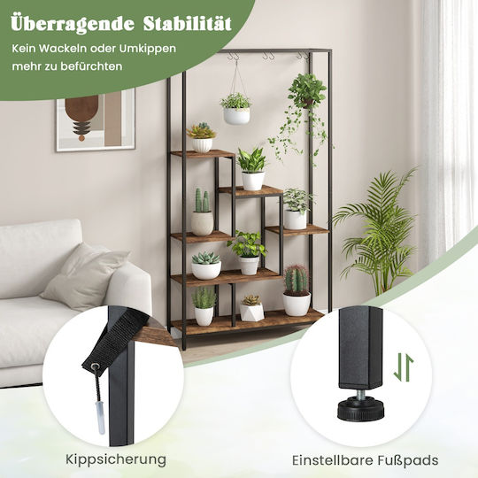 Costway Hanging Pot Stand Metal Black 100cmx30cmx180cmcm.