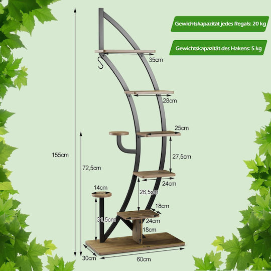 Costway Ραφιέρα Γλάστρας Μεταλλική 60x30x155εκ.