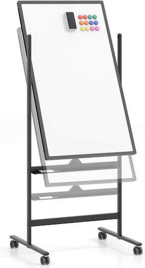 Costway Magnetic Tablă marker Tablă de seminar Pe roți 68x56cm